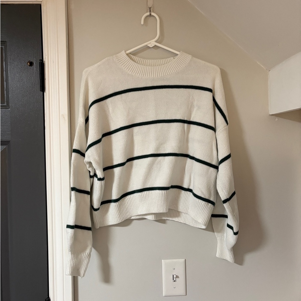 Striped White and Green Sweater